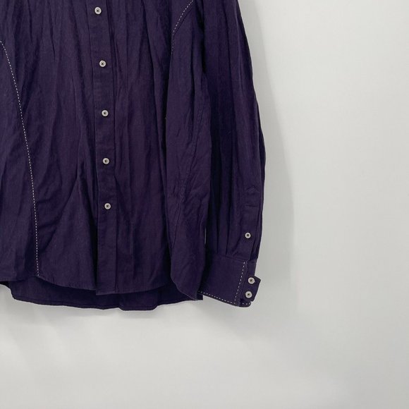 Zagiri Shirt Size XL Purple Textured Button Up Flip Cuff Casual Button Up - Picture 3 of 8